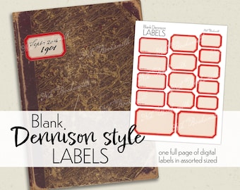 Blank Dennison style Labels - Assorted Sizes - Antique Ephemera - Bookmakers - Book Covers - Albums (1 digital page)