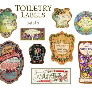 Toiletry Labels - Set of 9 Assorted Vintage Printable Labels (1 Digital ...