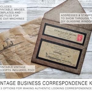 Vintage Business Correspondence Kit - 3 design options - with PNG files for your die cut machine! - Just Add Glassine ;)