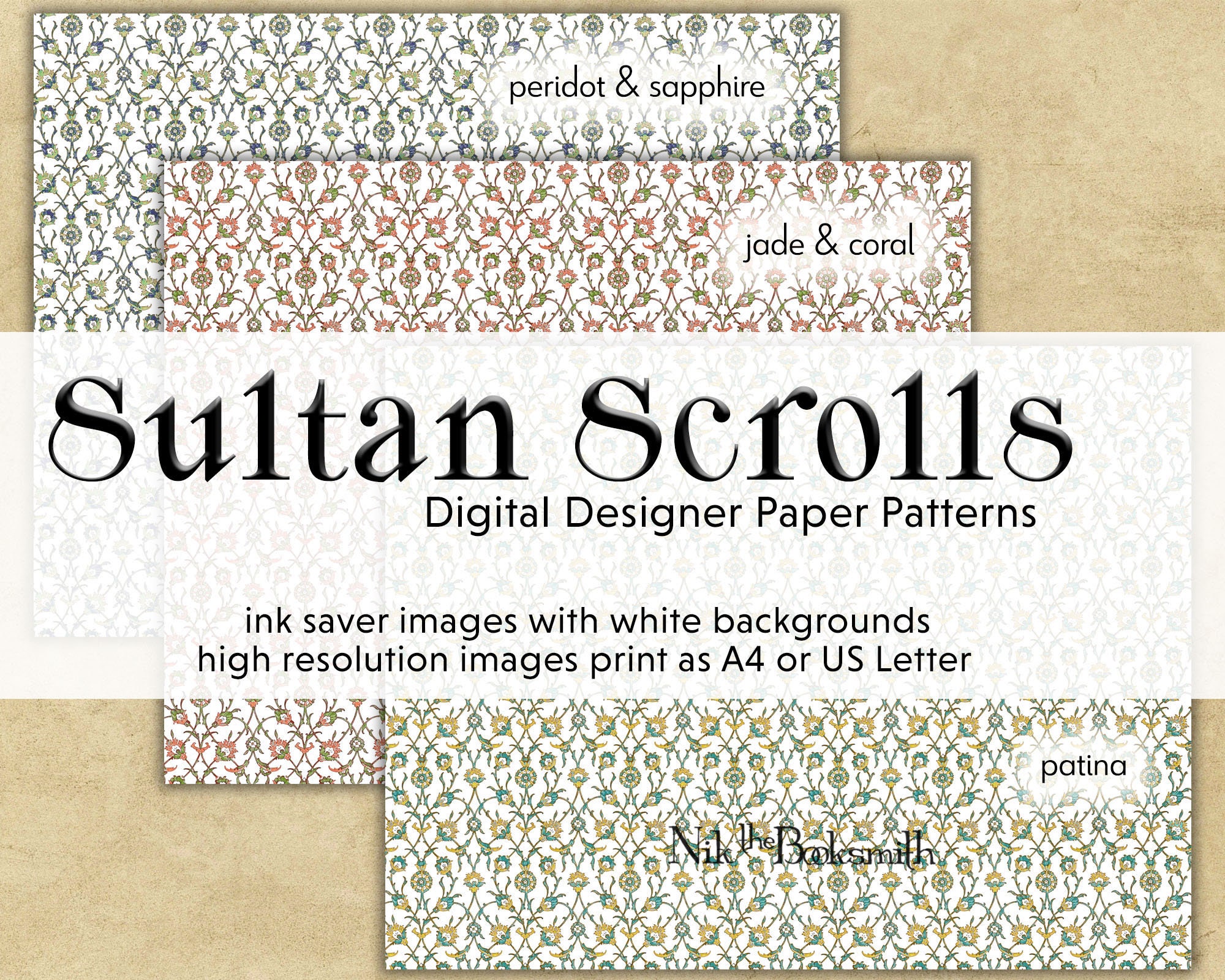 Sultan's Scrolls Set of 3 Design Colors Printable - Etsy Finland
