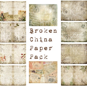 Digital Vintage Journal Page Kit Broken China Perfect for journals, cards, mixed media, scrapbooking 10 digital pages image 1