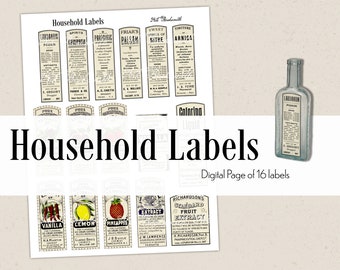 Household Labels - Antique Ephemera - (1 digital page)