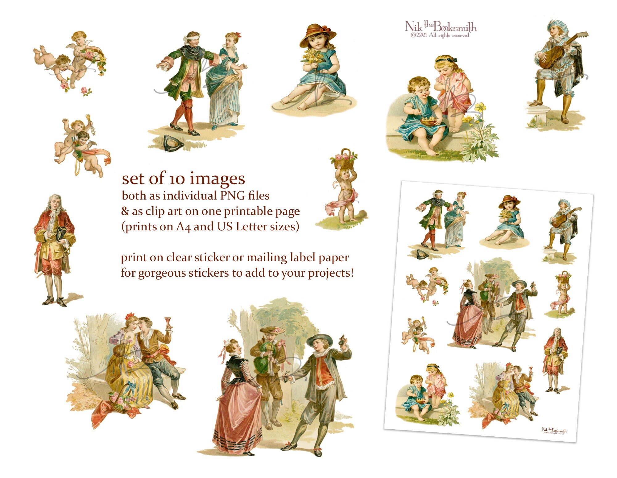 Regency Clip Art - Antique Ephemera - Bookmakers - Book Covers - Art Journaling - Stickers - Gifts - Printables