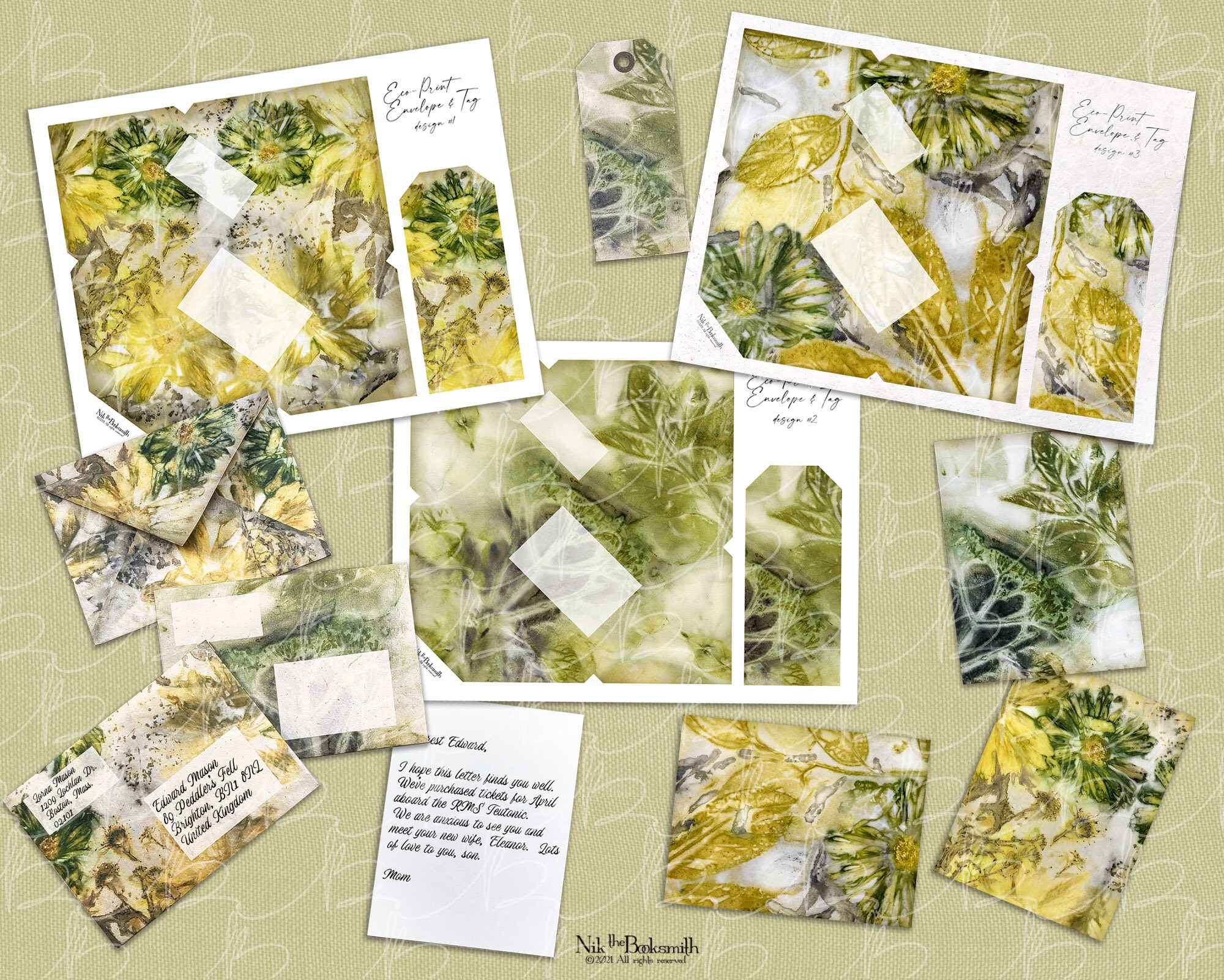 Botanical Eco Print Notecards and Envelopes Digital Kit 3 Etsy