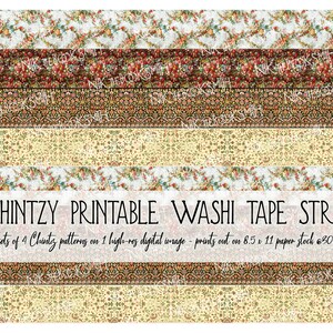 NEW! Washi Tape Printable - Chintzy - Printable for washi tape, journals, mixed media, home decor, craft projects, planners and diaries