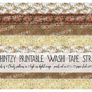 NIEUW! Washi Tape Printable - Chintzy - Printable voor washi tape, tijdschriften, mixed media, home decor, knutselprojecten, planners en dagboeken