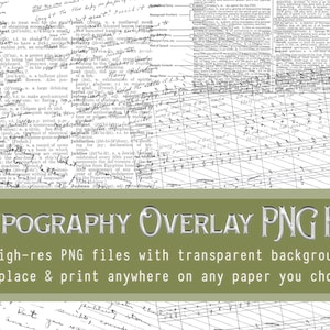 Tipografia - PNG Digital Kit - Bookmakers - Journal Pages - Graphic Art (6 file PNG + 3 modelli di pagina BLANK) - sfondo trasparente