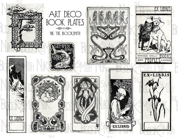 Art Deco Book Plates Antique Ephemera Ex Libris For Etsy