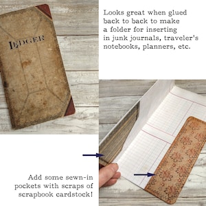 Vintage Ledger Folder Kit Perfect for junk journals, planners, scrapbooks, midori, traveler's notebooks 2 digital images in JPEG or PDF image 3