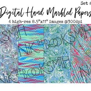 Digital Marbled Papers Set #11  - Perfect for bookbinding, journals, cards, mixed media, scrapbooking (4 digital pages)