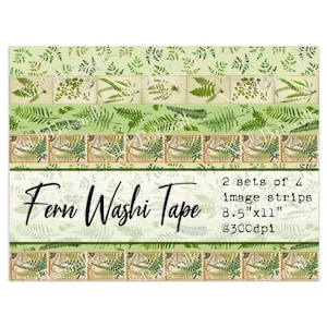 ¡Helechos! - Washi Tape Imprimible - Imprimible para cinta washi, revistas, medios mixtos, decoración del hogar, proyectos artesanales, planificadores y diarios