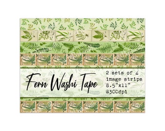 ¡Helechos! - Washi Tape Imprimible - Imprimible para cinta washi, revistas, medios mixtos, decoración del hogar, proyectos artesanales, planificadores y diarios