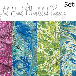 Digital Marbled Papers Set #6  - Perfect for journals, cards, mixed media, scrapbooking (4 digital pages)