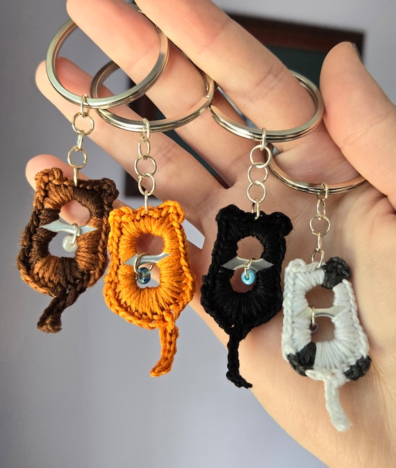 Crochet Cat Pull Tab Keychains - Etsy