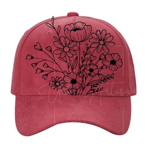 Baseball Hat Burning Stencil, Wildflowers