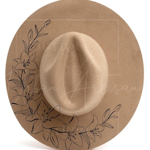 Hat Burning Stencil, Lily Half Wreath
