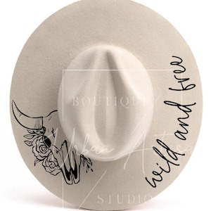 Hat Burning Stencil, Bull + Wild and Free
