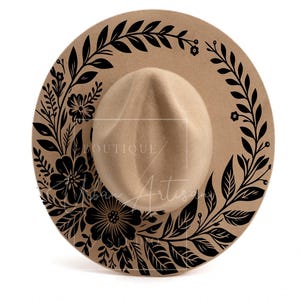 Hat Burning Template, Elegant Floral Wreath