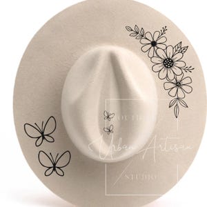 Hat Burning Stencil, Flowers + Butterflys