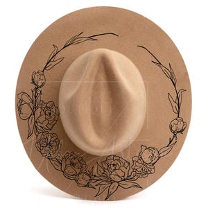 Hat Burning Stencil, Peony Wreath