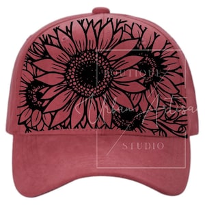 Baseball Hat Burning Stencil, Sunflowers