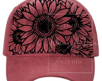 Plantilla para quemar gorras de béisbol, girasoles