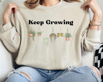 Sudadera con capucha y mensaje "Sigue creciendo" / ropa con temática positiva / regalo de concienciación sobre la salud mental