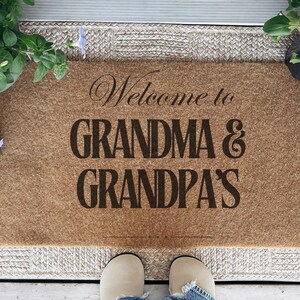Grandparent Doormat, Grandparent Gift Welcome Mat, Holiday Grandparent Gift from Grandkids, Grandparent Door Mat Front Porch Decor Welcome