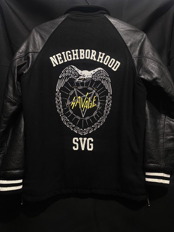 Neighborhood X SVG Archives Leather Jacket - Etsy Israel