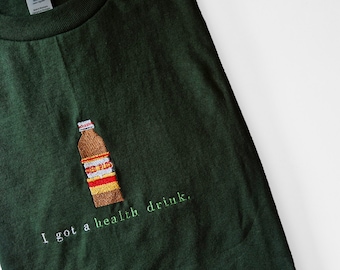 Health Drink Embroidered T-Shirt