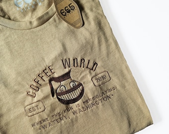 Coffee World Embroidered T-Shirt