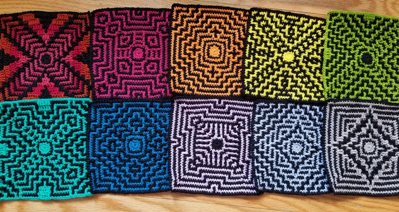 Ensemble de 10 motifs de crochet en mosaïque image 1