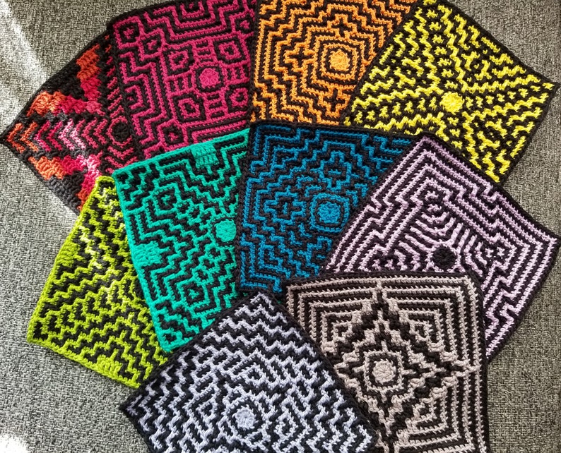 Ensemble de 10 motifs de crochet en mosaïque image 2