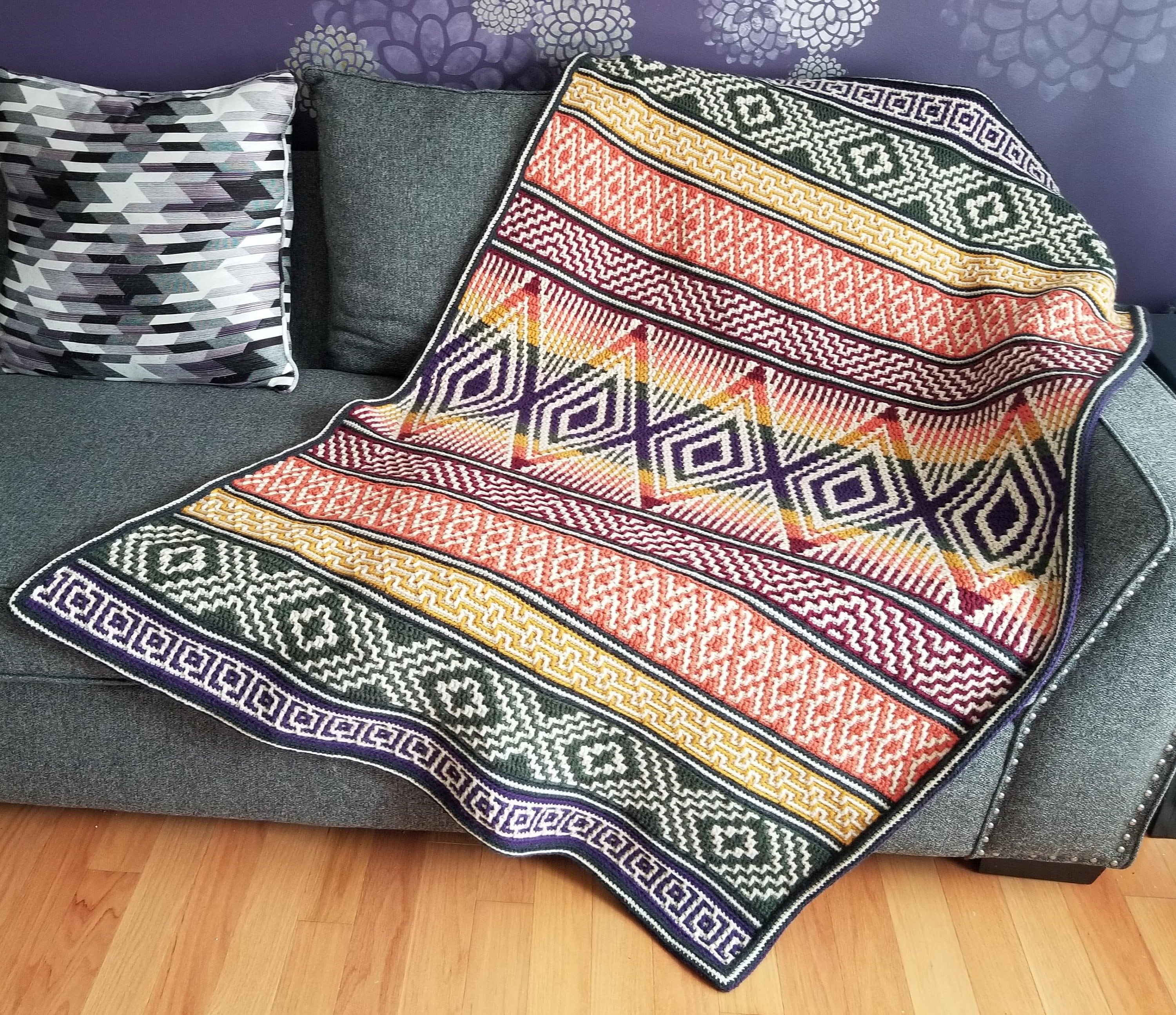 Autumn Harvest Mosaic Crochet Blanket Etsy Canada