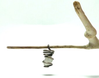 Fine Silver Wrapped Sea Glass Nugget Wave Tumbled Seaglass Jewelry Charm Frost White Pure Silver Bale Beach Glass