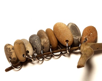 Drilled Beach Stones Focal Jewelry Beads Charm Dangle Pendants Organic Rocks Surfer diy Organic Jewels Lake Rocks CALICO
