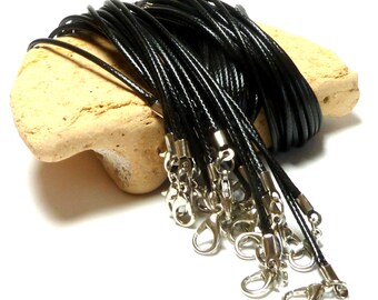 NYLON Cord Necklace Beach Stone Hanger Rock Supplies Pebble diy Findings Black Braided Cord w Lobster Clasp 18 Inch Adjustable
