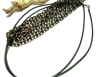 DESTASH SALE Antiqued Copper Plated Chain Length with 2 Leather Cord Necklaces DIY Jewelry