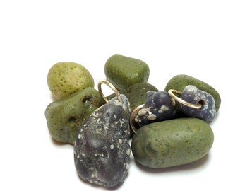 Drilled Slag Glass Beach Stones Jewelry Set Wave Tumbled Sea Glass Pebbles Leland Blues Authentic Bluestone Rustic Rocks  ICE CAPS