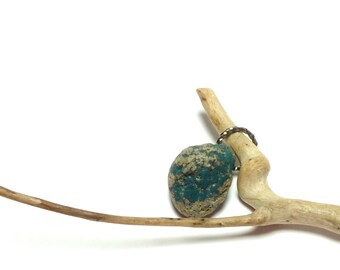 Drilled Beach Stone Glass Pendant Stone Slag Glass Drilled Stones Leland Bluestone Dangle Charm Blue-Gray Love Lelandite diy AQUA  EARTH