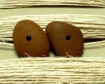 Beach Stones Set Pebbles Genuine Drilled River Rocks Lake Stones Earring Beads Pair of Stones SIENNA PAIR