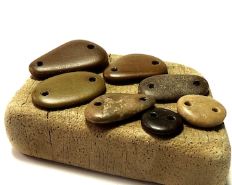 Beach Pebble Links River Rock Jewelry Beads diy Stone Wear Stone Connectors Bracelet Link Button Natural Earth Beachstone STONEWARE