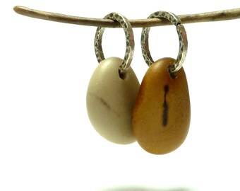 Pebbles Rocks Beach Stones Focal Jewelry Beads Matte Gold and White Thick Tear Drop Stone Charms Pendants Artisan Rings BURNOUT