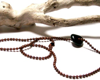 Stone Ankle Bracelet Genuine Beach River Rock Pebble Jewelry Anklet Copper Ball Chain Natural Ebony River Rock Lake Find