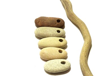 GRADUATION Genuine Drilled Beach Pebbles Stones Dangles Natural Michigan Jewelry Beads Organic Beading Sequenced Layering Tapers
