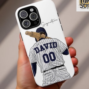 Custom Baseball Player Phone Case, Baseball iPhone 16 15 14 Samsung Tough Case, Baseball Player Gifts, Baseball Coach Gift, Baseball Lovers