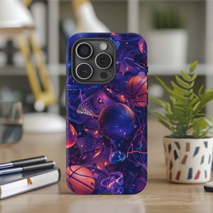 Retro Basketball Tough Phone Case, 80s 90s Basketball Sports Inspires Phone Case, Basketballs for iPhone 15 14 13 12 11,Galaxy S24 S23 Ultra
