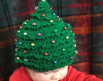 Chapeau de sapin de Noël cadeau de vacances bonnet au crochet nouveau-né - adulte