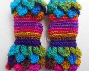 Dragon Scale Gloves Fingerless Gloves Rainbow Gloves Ready to Ship Crocodile Wrist Warmers Gifts for Her Ladies Accessories