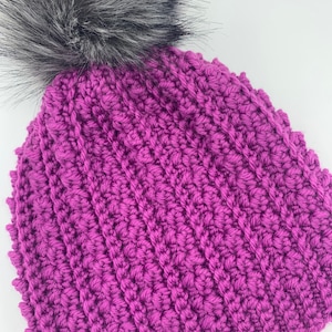 CHILD Purple WOOL Winter Hat - Ready to Ship - Crochet Beanie - Handmade Gifts